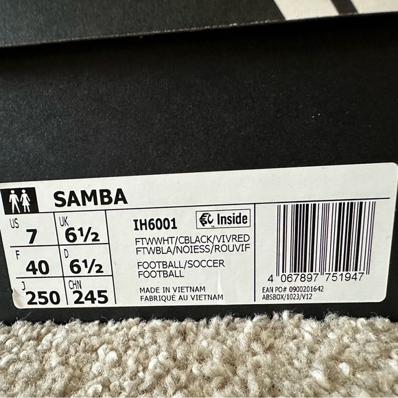 NEW Adidas Samba OG Black/White Shoes Size 7 - Picture 2 of 12